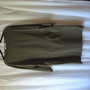 Barena Boatneck Olive Green Shift Dress Dolman Sleeve Front Pockets, 38IT, US 2